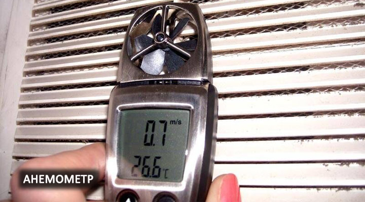 Измерение скорости потоков воздуха в системе вентиляции